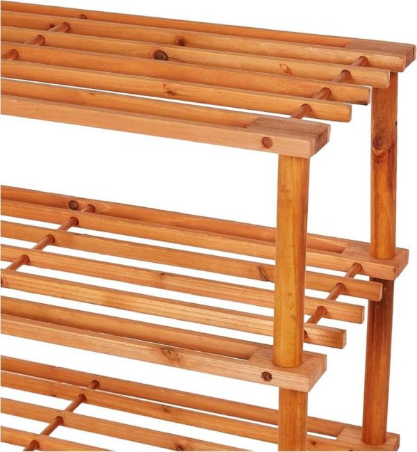 3-Tier Blonde Wood Storage Shoe Rack 1