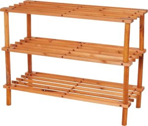 3-Tier Blonde Wood Storage Shoe Rack 1