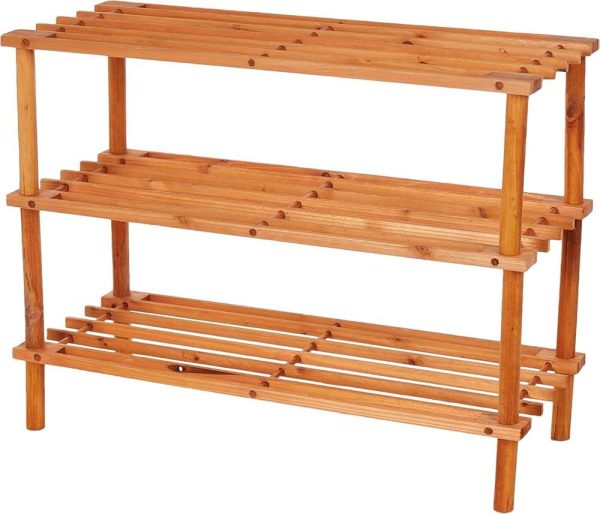 3-Tier Blonde Wood Storage Shoe Rack 1