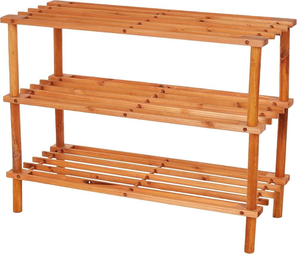 3-Tier Blonde Wood Storage Shoe Rack 1