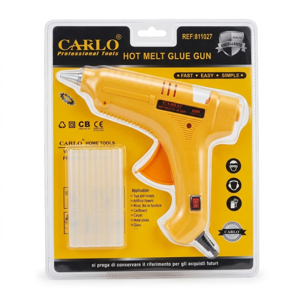 CARLO GLUE GUN KIT  - Mini Yellow Hot Melt Glue Gun