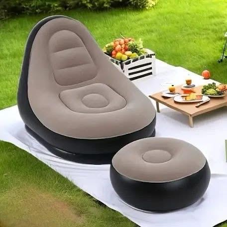 Inflatable Sofa & Ottoman Set (100 x 73 cm) – Ergonomic, Portable & Compact Lounge Chair for Home, Travel, and Camping p