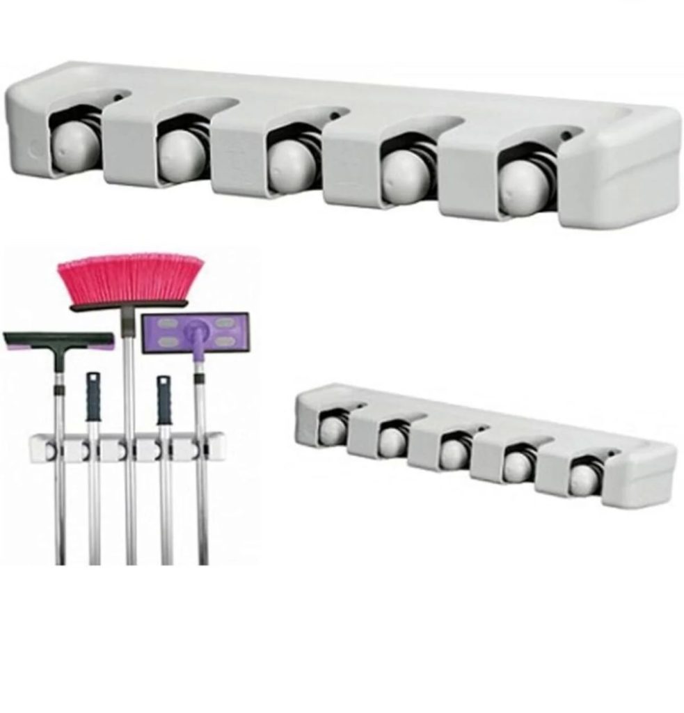 AKC Magic Mop & Broom Holder Self-Adhesive Wall Mount Organizer