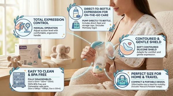 Momeasy Manual Breast Pump 120ml