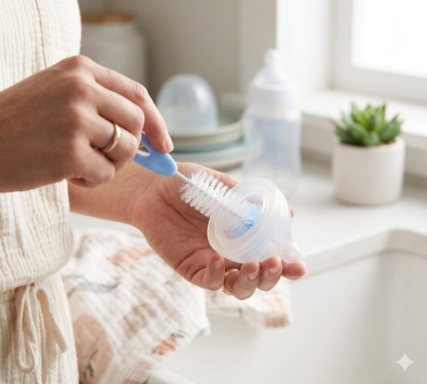 Nuvi 2-in-1 Baby Bottle and Nipple Brush Set – Soft Nylon Bristles, Ergonomic Handle, BPA-Free Cleaning Tool for All Bottle Types