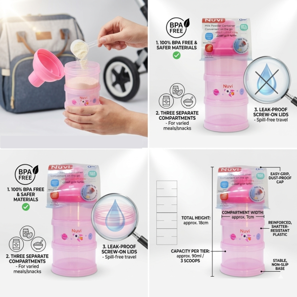 Nuvi 3-Layer Portable Leak-Proof Baby Milk Powder Container