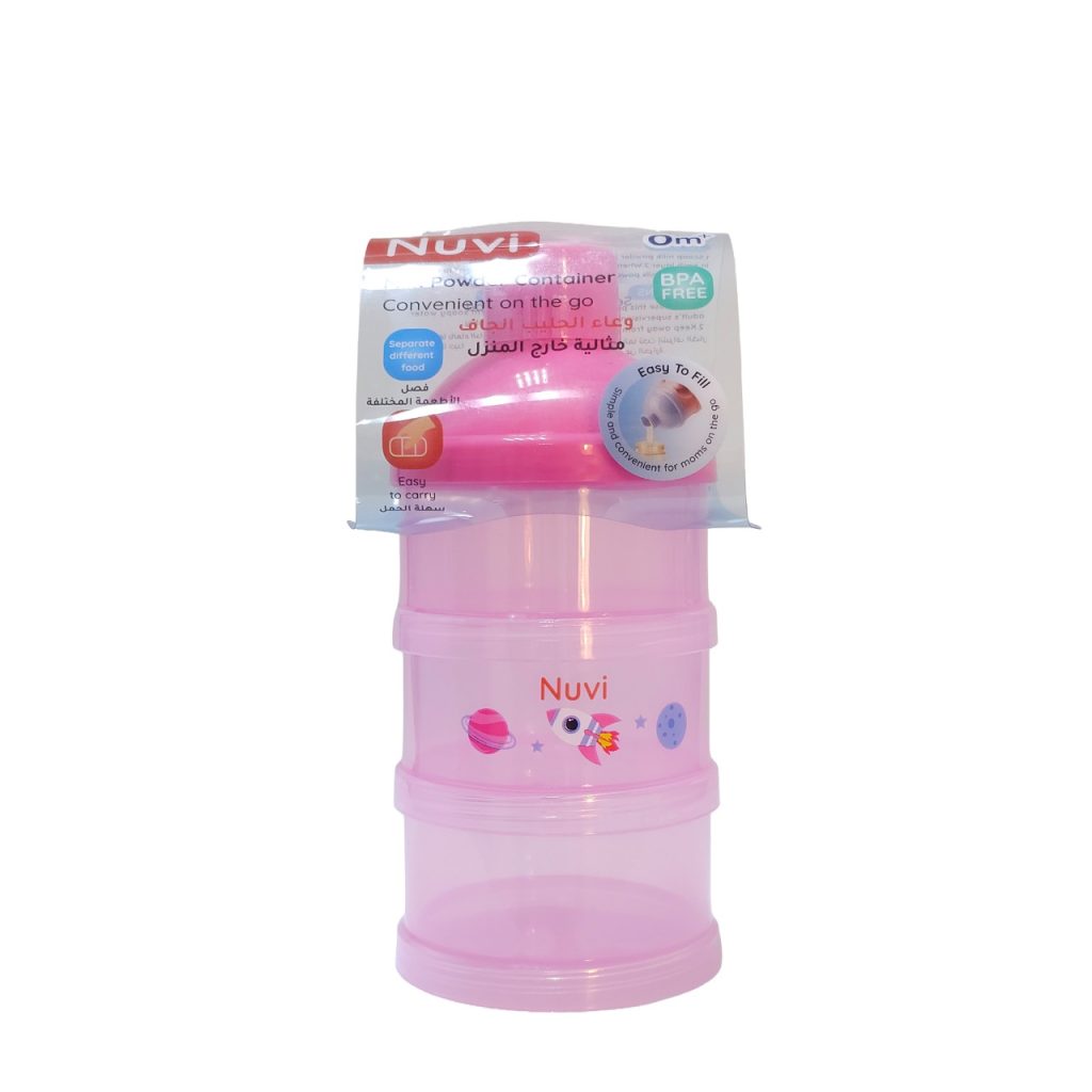 Nuvi Nuvi 3-Layer Portable Leak Proof Baby Milk Powder Container Om+,Pink