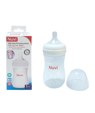 Momeasy 240ml Wide Neck PP Bottle - Anti-Colic Nipple for 3m+