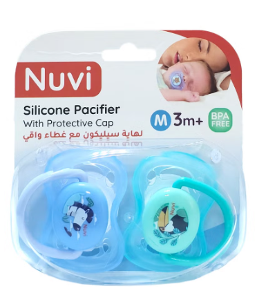 Nuvi Orthodontic Silicone Pacifier 2Packwith Protective Caps