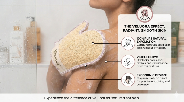 Veluora100% Natural Loofah Bath Mitt