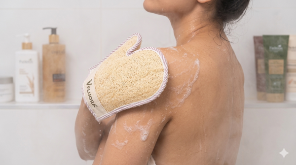 Veluora100% Natural Loofah Bath Mitt