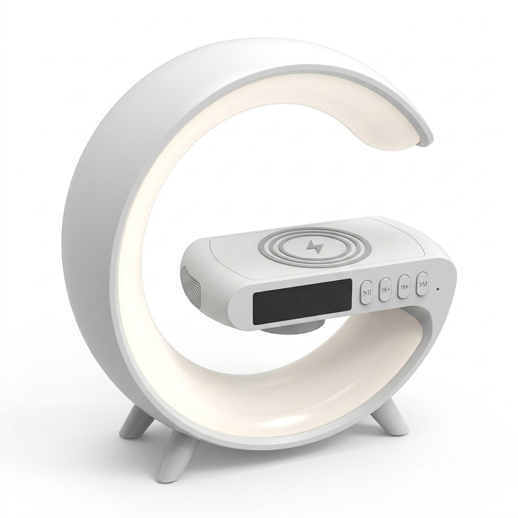 G63 White Wireless Fast Charger LED Night Light Stand Digital Alarm Clock