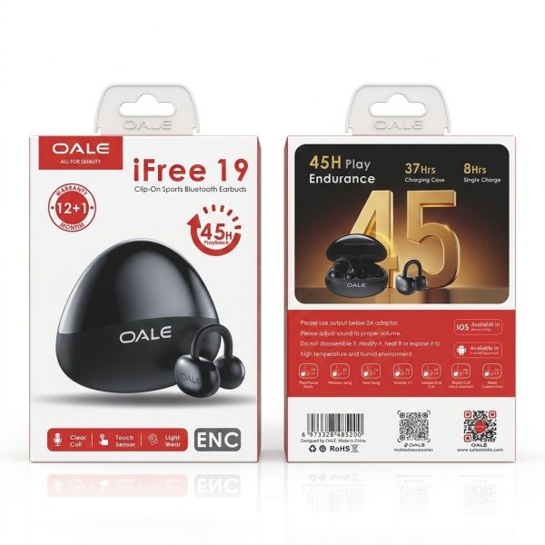 oale 19 pack OALE iFree19 True Wireless EarClip Bluetooth Earbuds 45hours