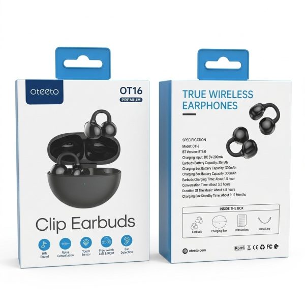 ot 16 cover Oteeto OT16 Wireless Clip Earbuds - Premium BT 6.0 & Ear Detection